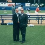Fred Wilpon, the principal owner of the Mets, left, with Bernard L. Madoff at Shea Stadium in 1995